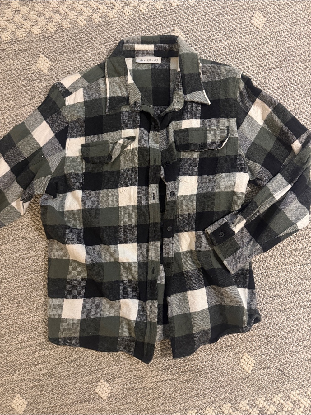 Plaid Button-Up Shirt Jacket - Green & Black